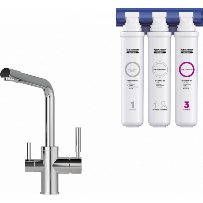 Комплект кухонный смеситель GRANULA 2088 Хром + Фильтр 2088 XPOM+AKC-002